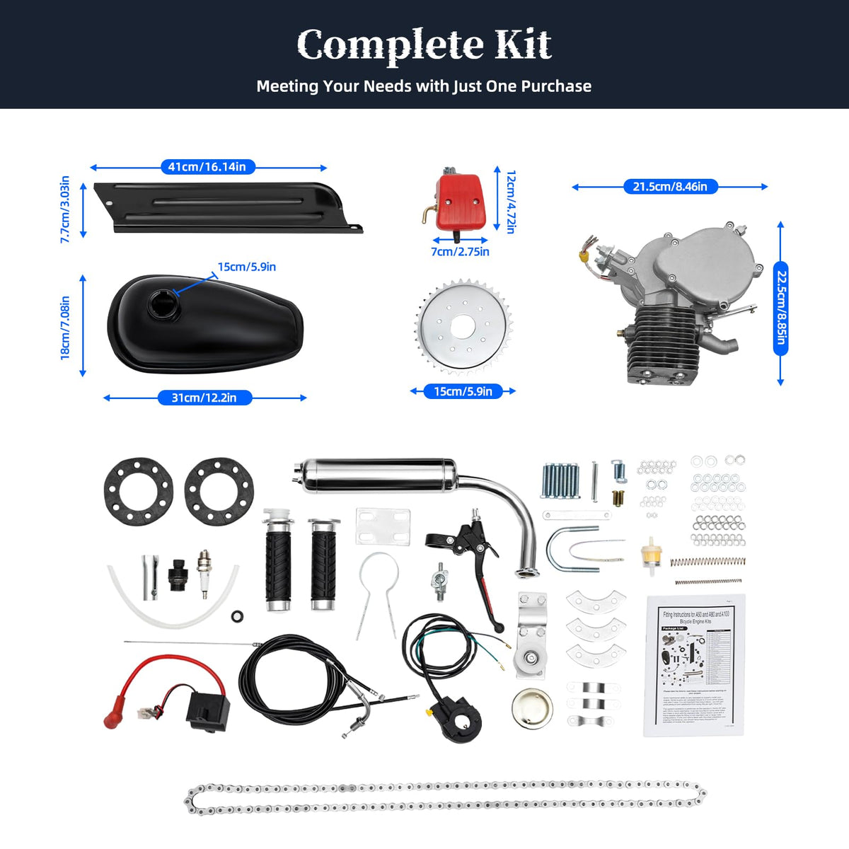 100cc 2-Stroke Bicycle Engine Kit with 36-Tooth Sprocket B283324