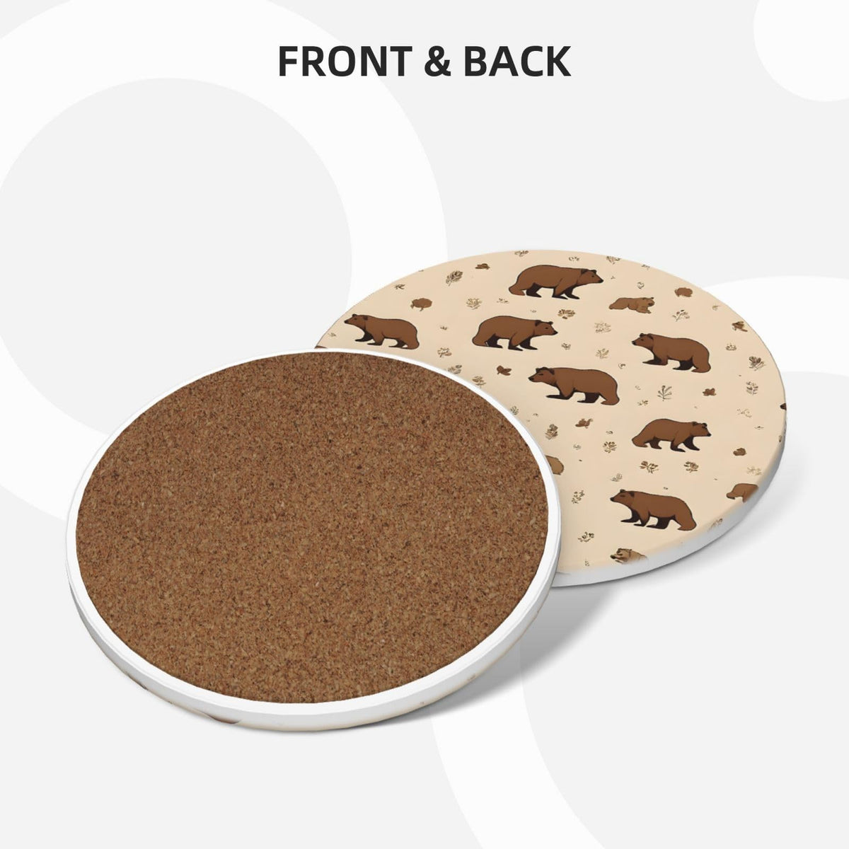 6-Piece Set of Absorbent Ceramic Coasters with Cork Backing M3687