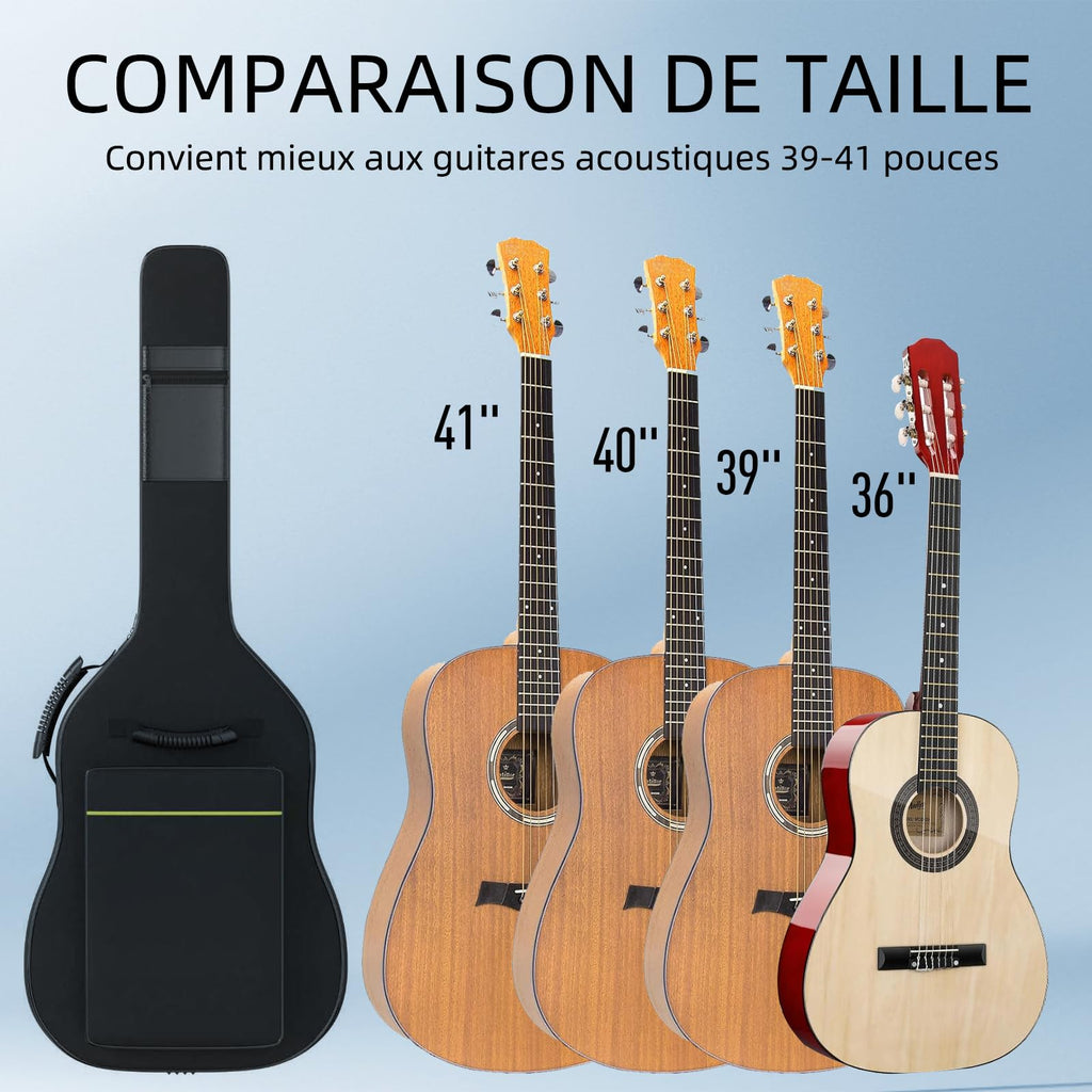 Black Acoustic Guitar Gig Bag with 0.35 Inch Foam Padding N60063