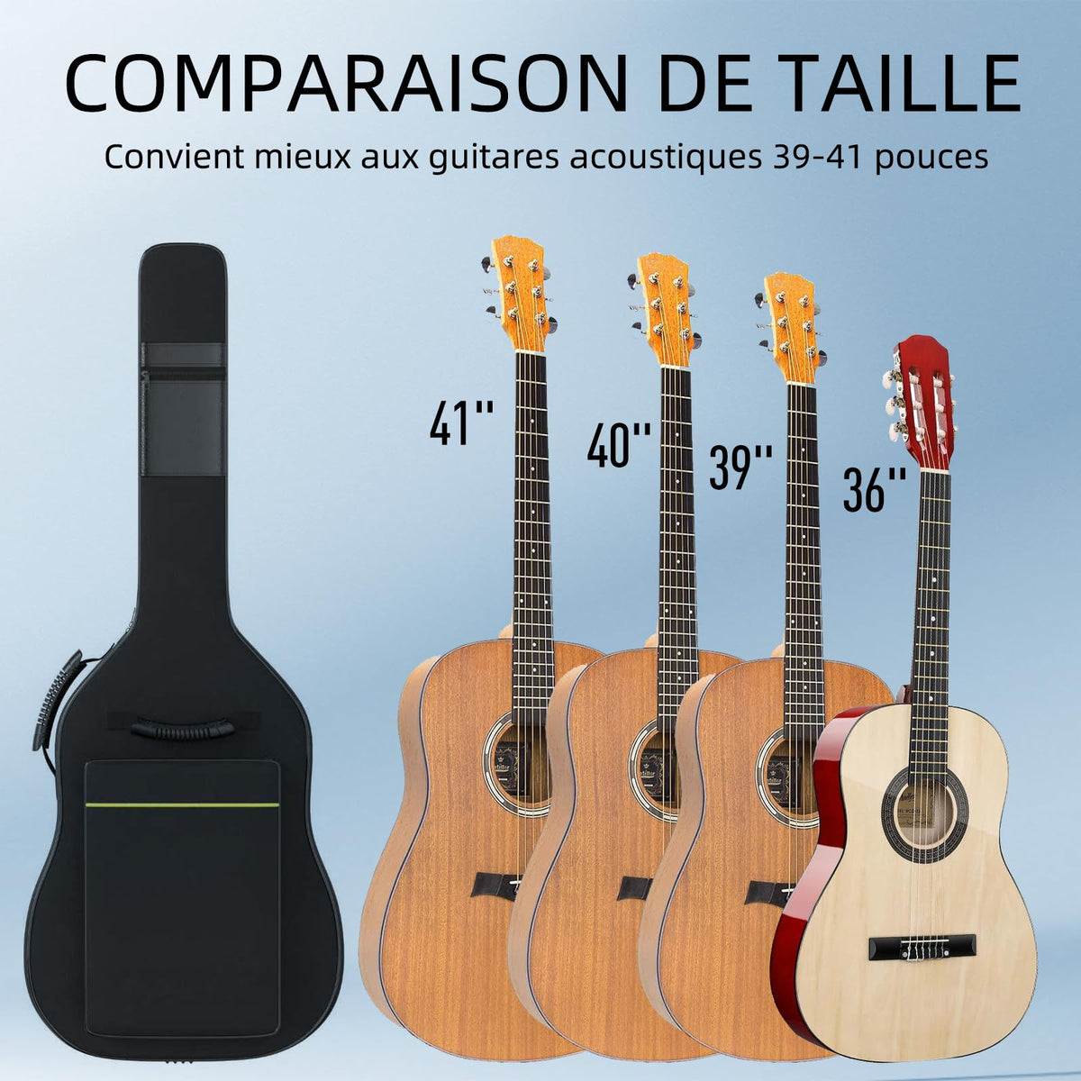 Black Acoustic Guitar Gig Bag with 0.35 Inch Foam Padding N60063