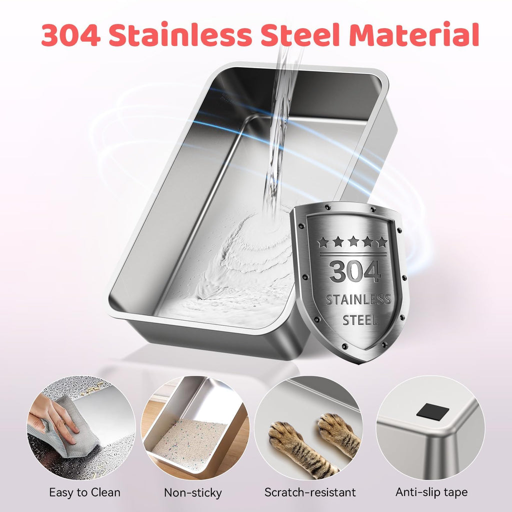 XL Stainless Steel Cat Litter Box with Lid W86488