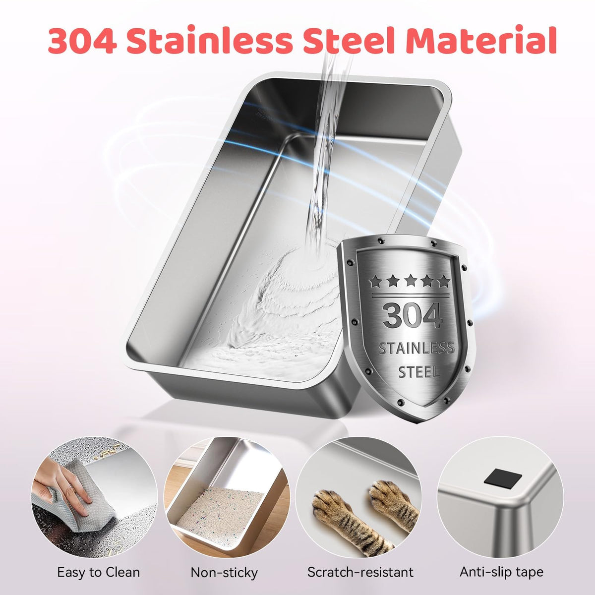 XL Stainless Steel Cat Litter Box with Lid W86488