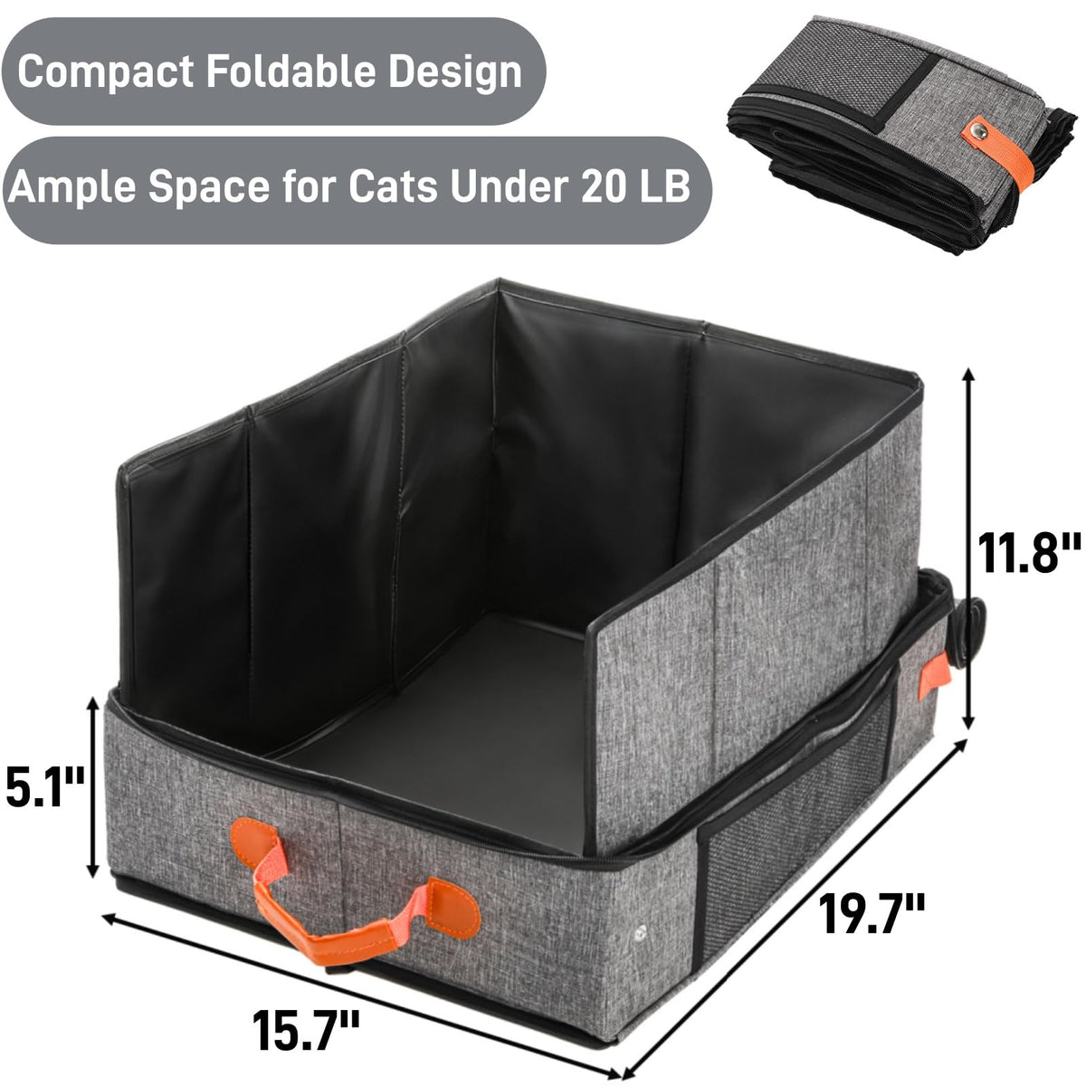 Portable Foldable Cat Litter Box with Lid & Scoop & Bowl O3979