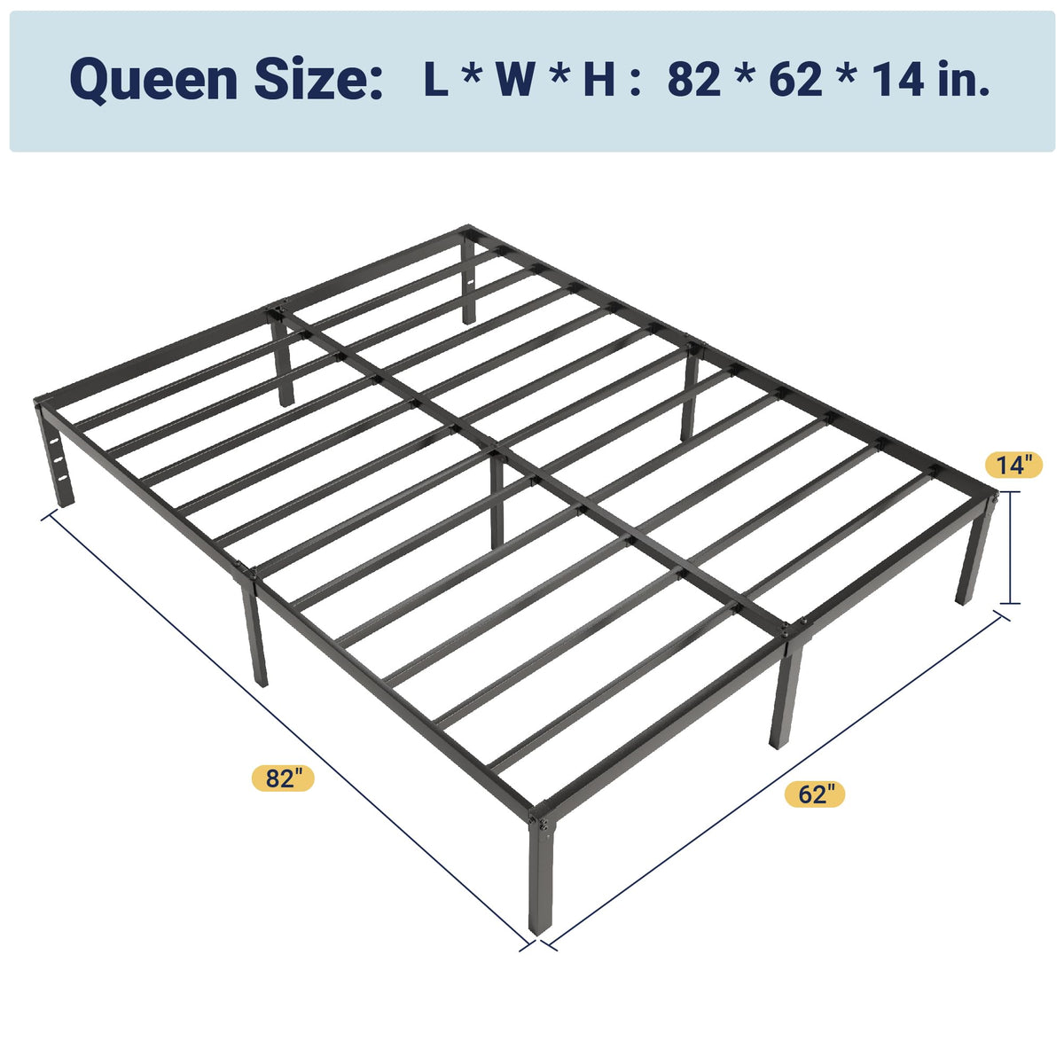Queen 14 inch Metal Bed Frame with Storage Space B416004