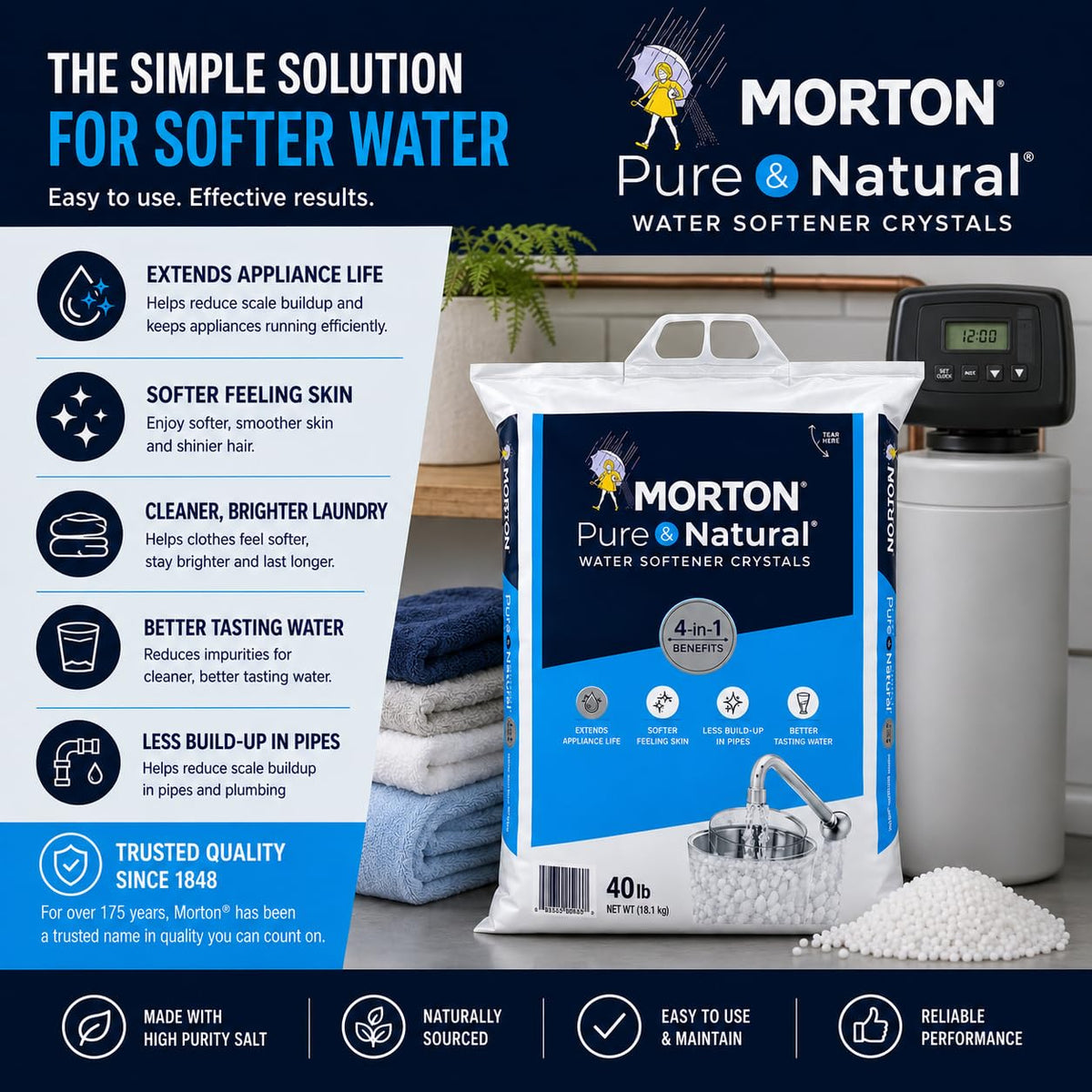 Pure and Natural Water Softener Crystals 40lbs H817349