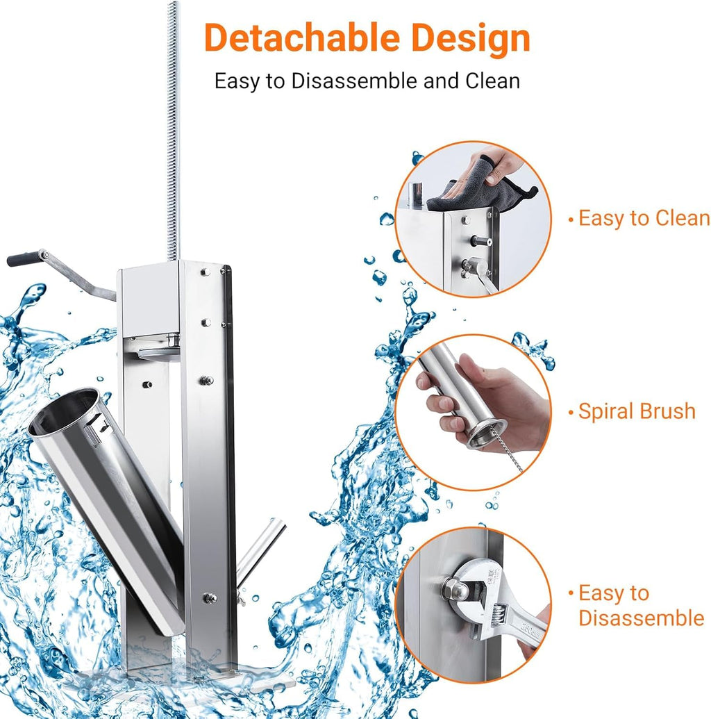 15L Sausage Stuffer with 5 Stainless Steel Tubes R7623