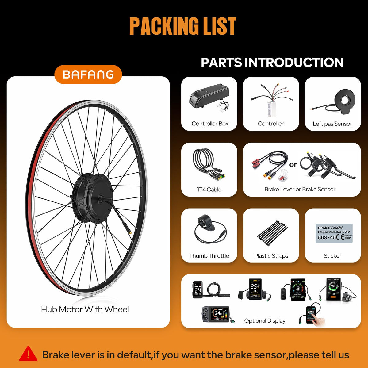 48V 500W Front Hub Motor Ebike Conversion Kit K38369