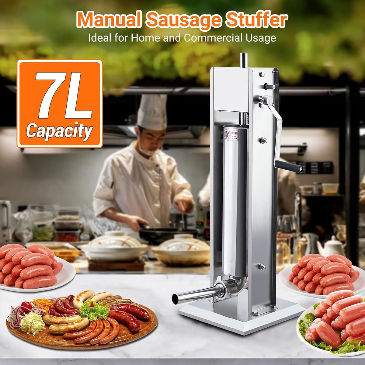 15L Sausage Stuffer with 5 Stainless Steel Tubes R7623