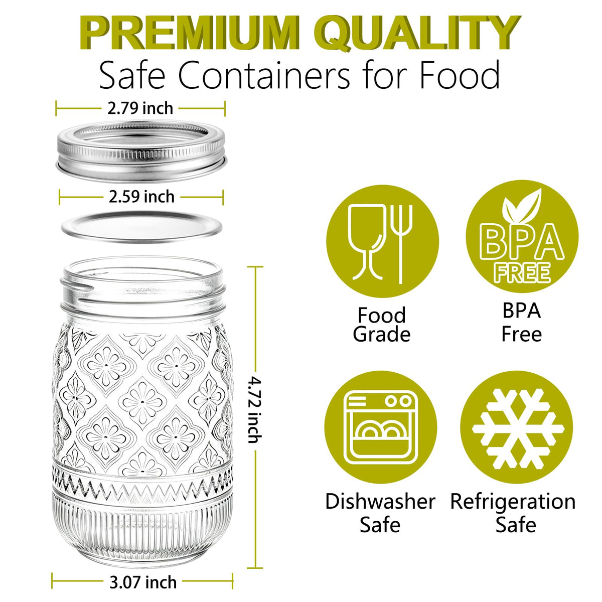 12 oz 20 Pack Mason Jars with Lids and Bands L901389
