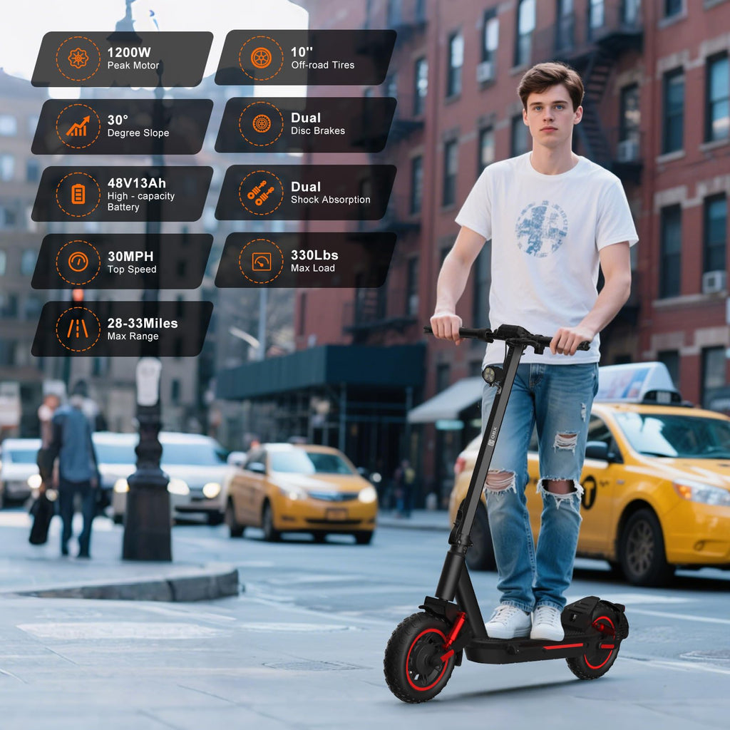 Electric Scooter for Adults, 1200W Motor, 30 MPH, 33 Miles Range, Foldable R5044