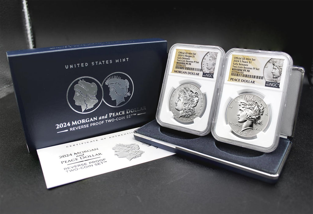 Set of 2 American Silver Morgan and Peace Dollar F6820