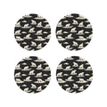 Leather Coasters Set of 4 White Bear Print Non-Slip G8517