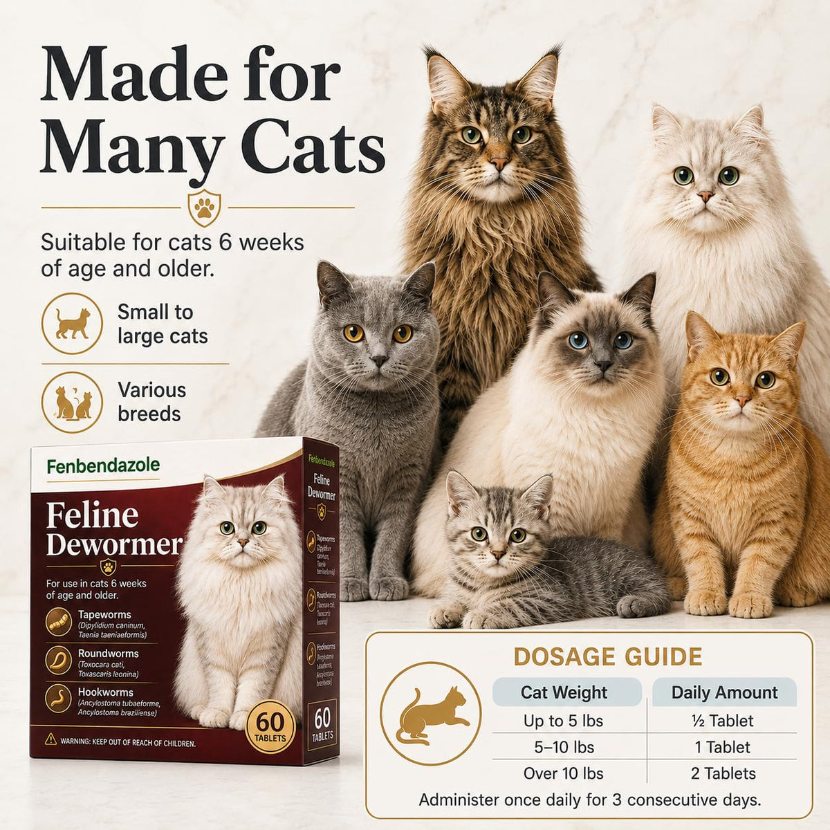 Cat Dewormer Tablets 60 Tablets Z43738