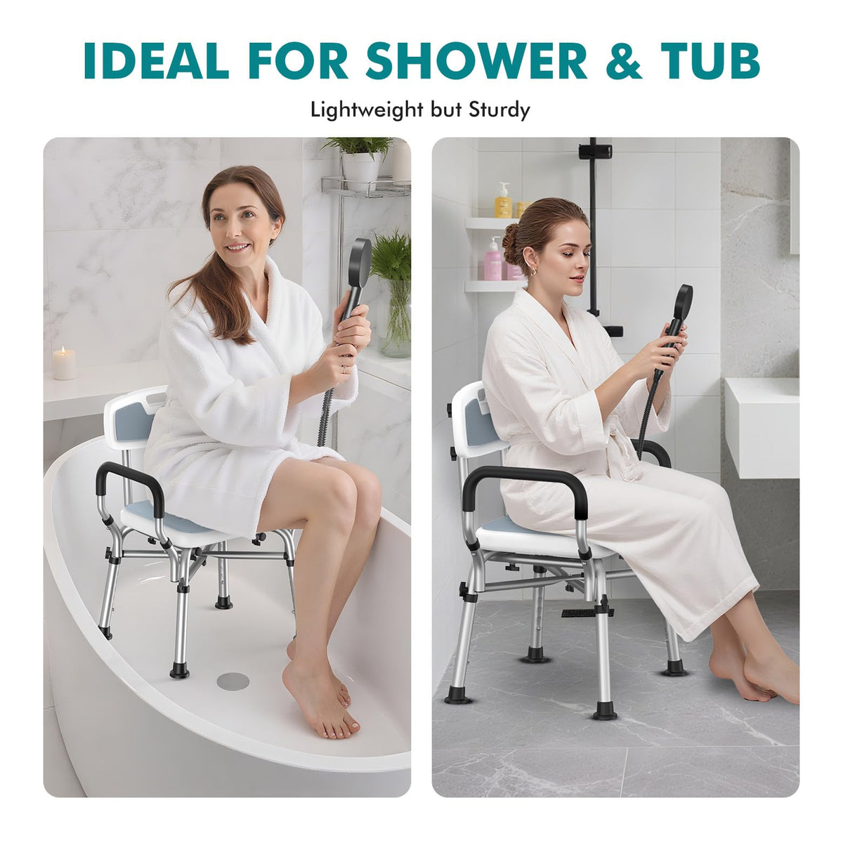 Shower Chair with Removable Arms and Back O5103