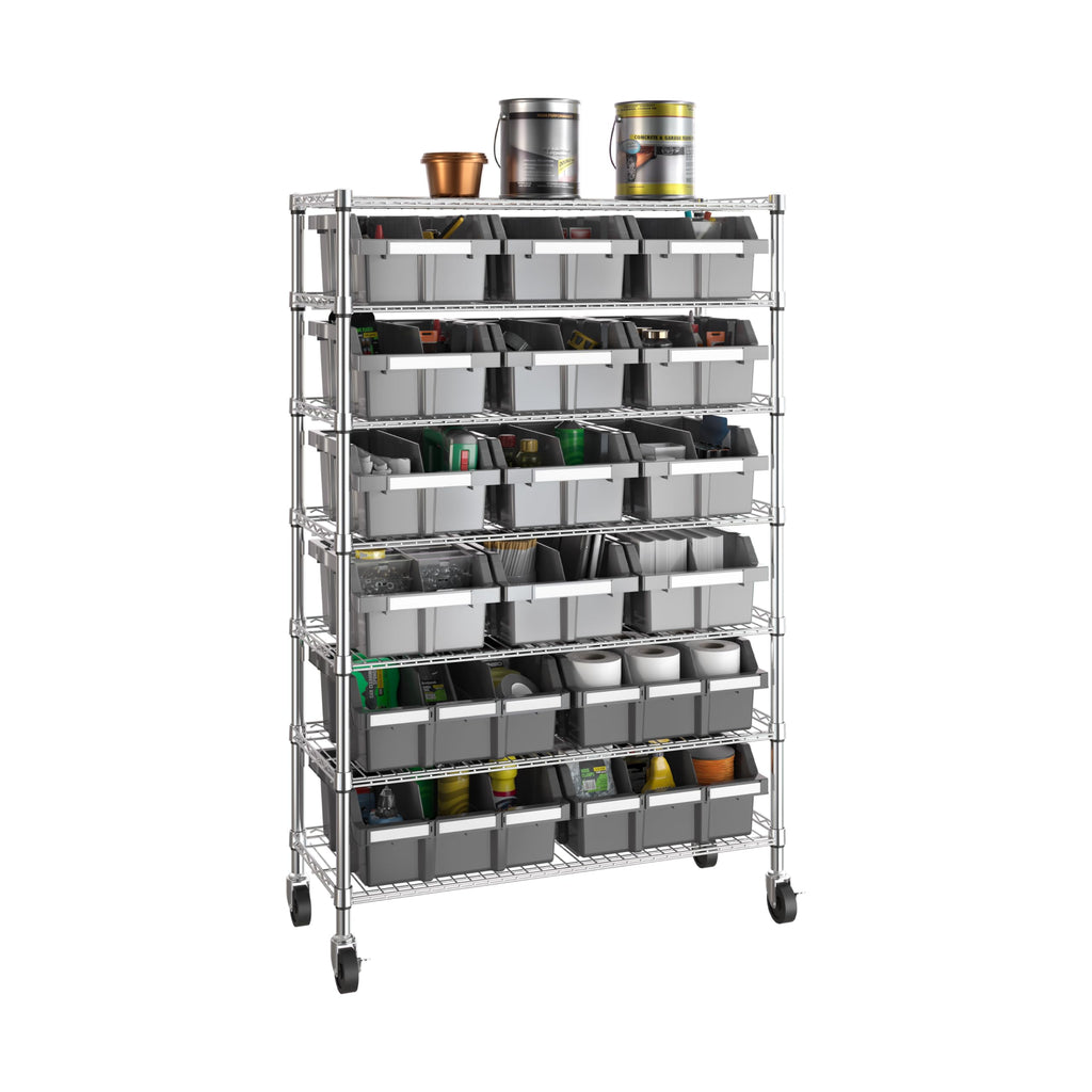7-Tier 16-Bin Steel Wire Shelving Rack Y854