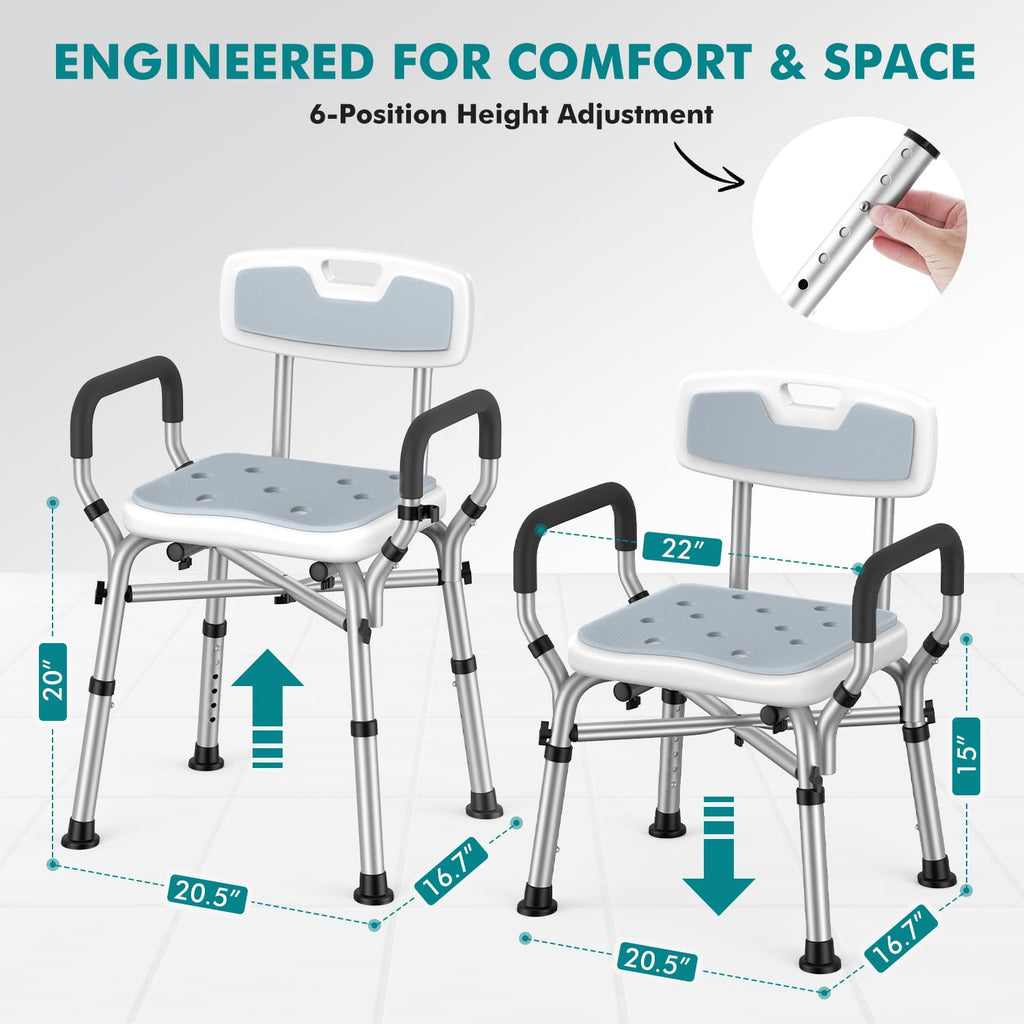 Shower Chair with Removable Arms and Back O5103