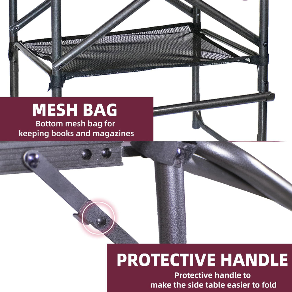Wine Red Black Bar Height Folding Chair with Side Table Q16308