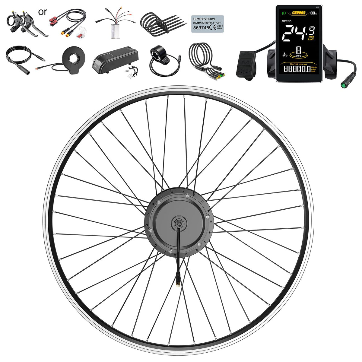 48V 500W Front Hub Motor Ebike Conversion Kit K38369