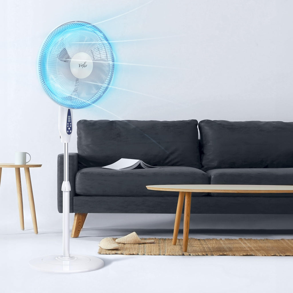 16 Inch 3 Speed Oscillating Stand Fan with Timer and Remote Control S9491