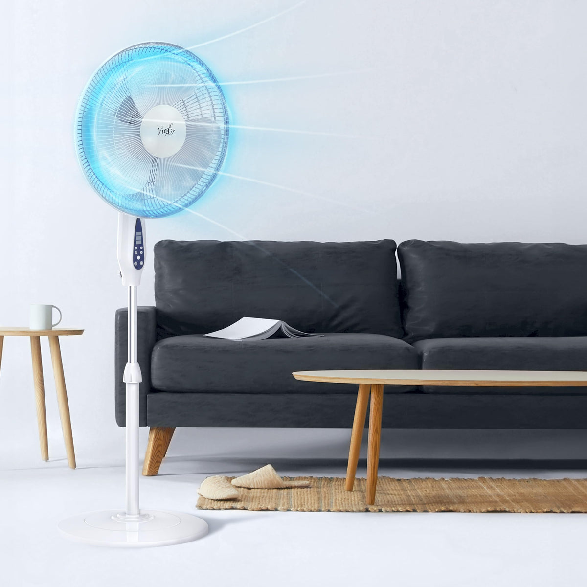 16 Inch 3 Speed Oscillating Stand Fan with Timer and Remote Control S9491
