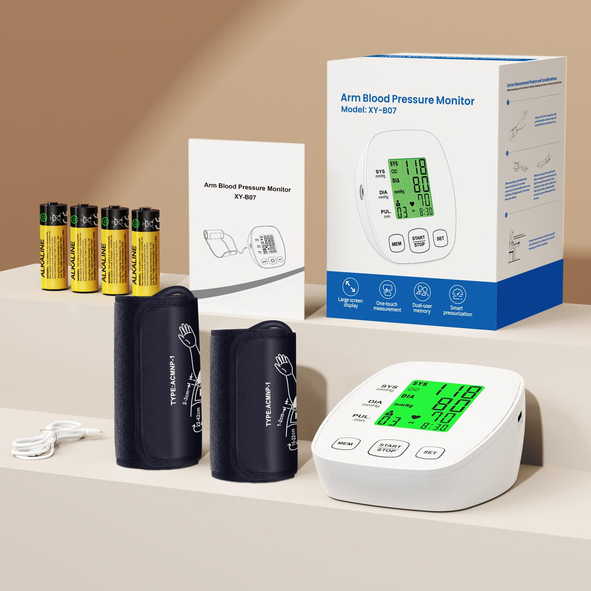 Arm Blood Pressure Monitor with 2 Cuffs M464765