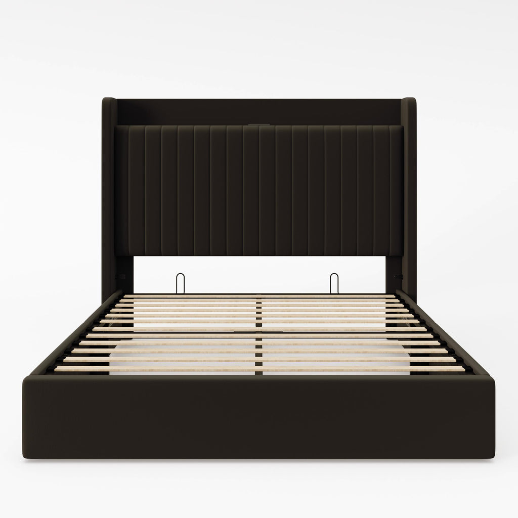 Full Lift Up Storage Hydraulic Bed Frame Black H802