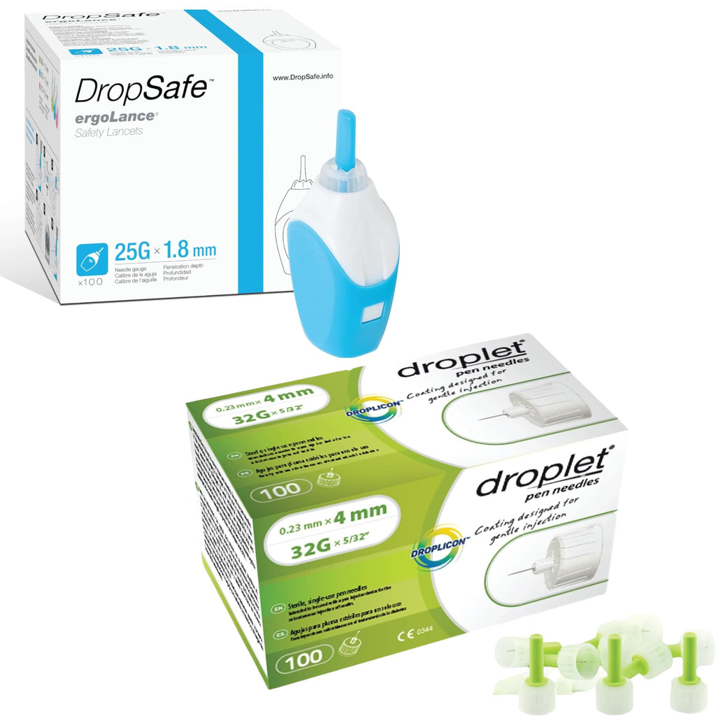 Diabetes Care Bundle: Safety Lancet 25G & Pen Needles 32G, 100ct Each F419795
