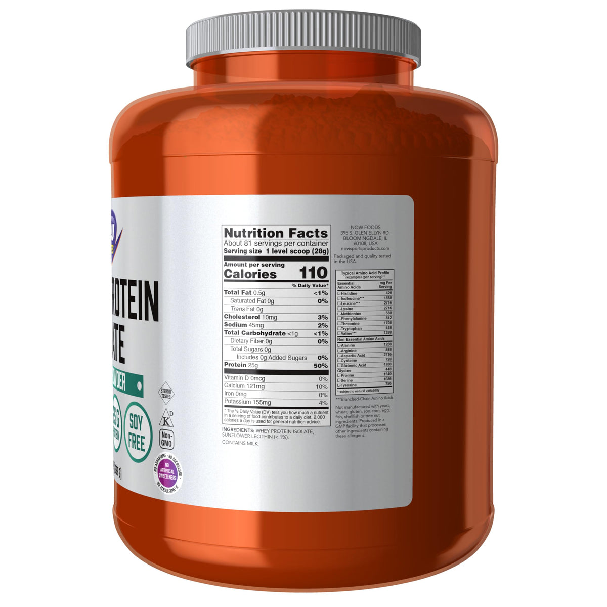 Whey Protein Isolate 24 g With BCAAs Unflavored Powder 5 lbs W87487