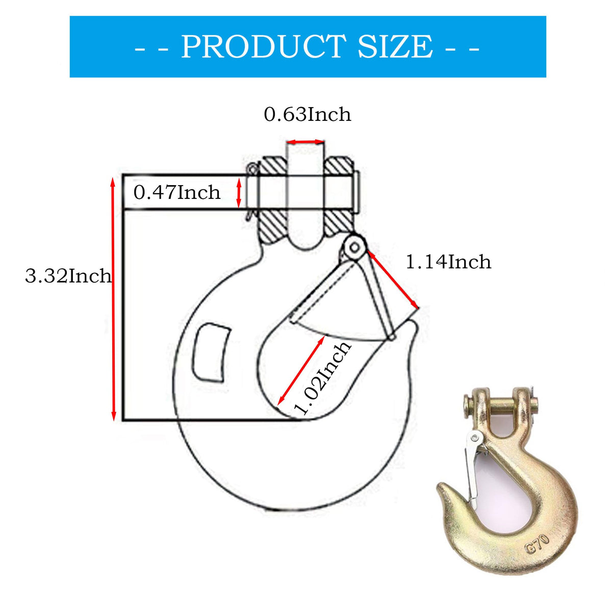 3/8 Inch Heavy Duty Forged Clevis Slip Hook with Safety Latch, 18,000 Lbs Capacity D360912