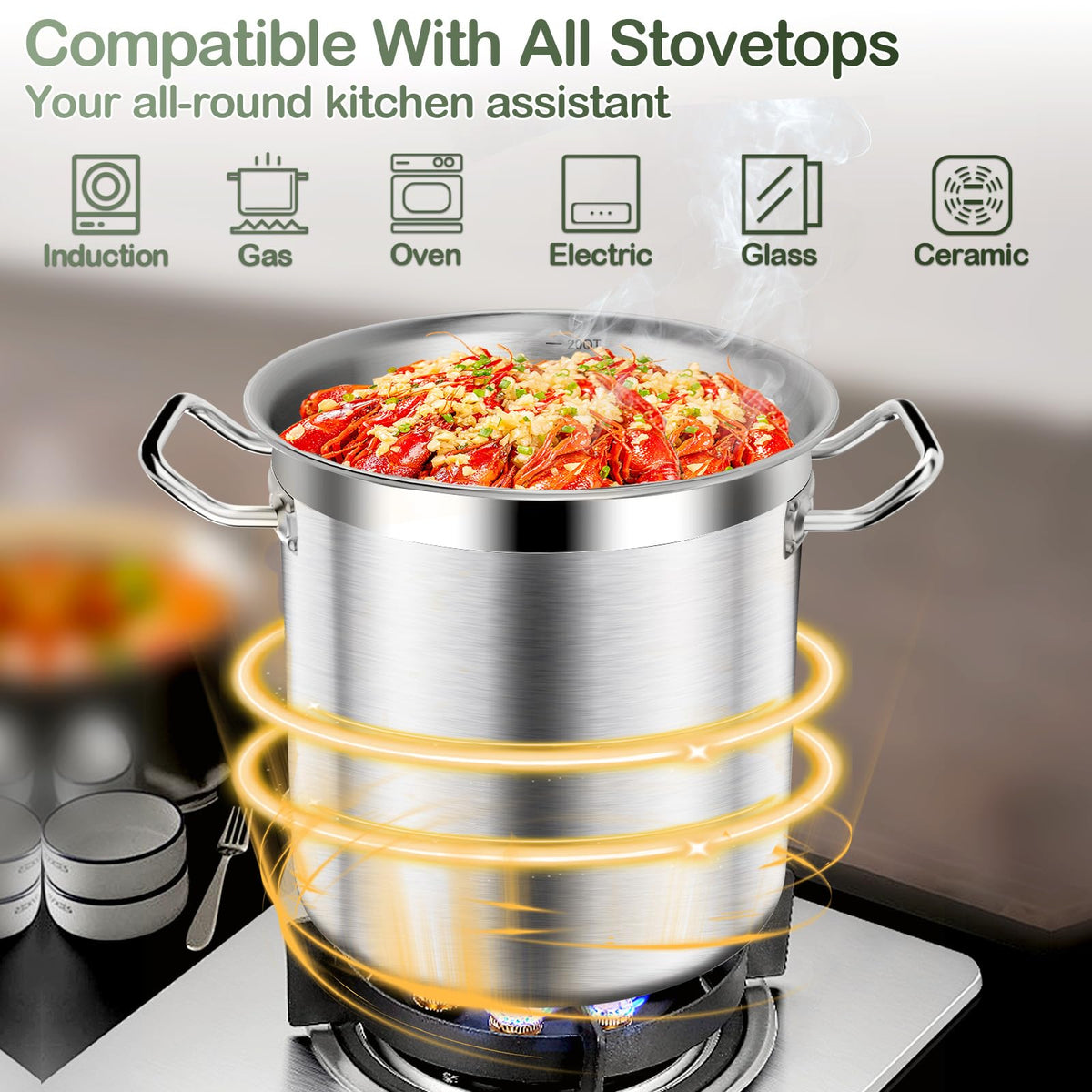 40QT Stainless Steel Stockpot with Lid J434114