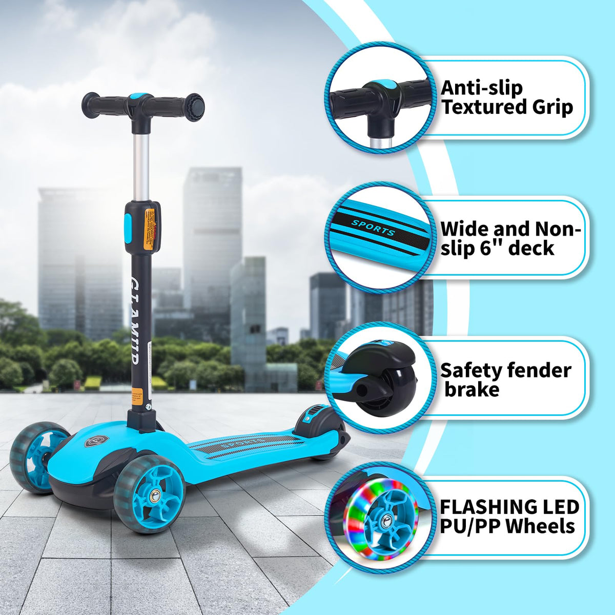 2-in-1 Folding 3 Wheel Kick Scooter A1373