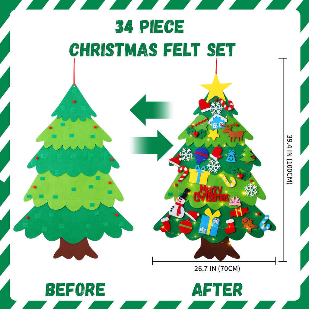 Felt Christmas Tree with 34 Ornaments V8236