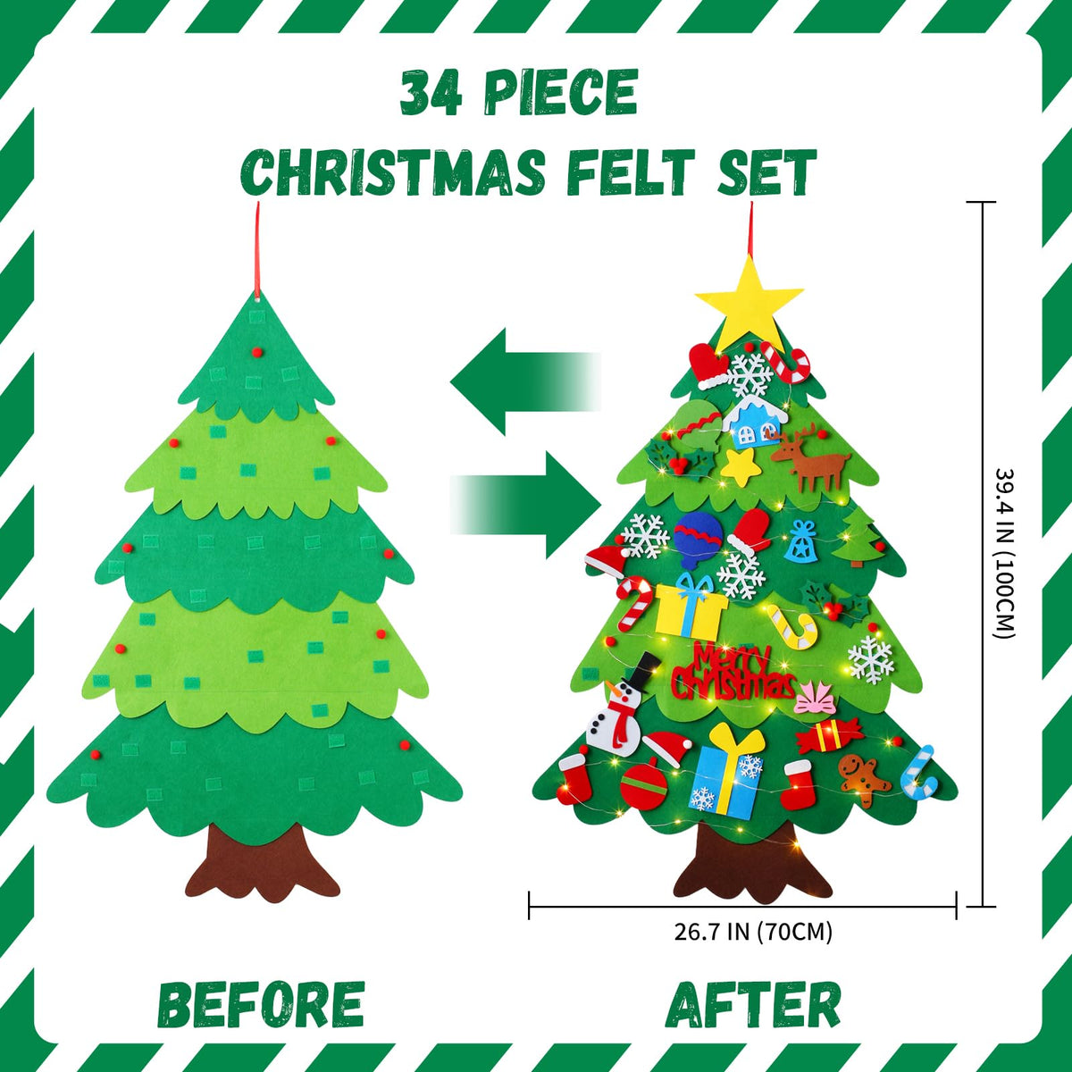 Felt Christmas Tree with 34 Ornaments V8236
