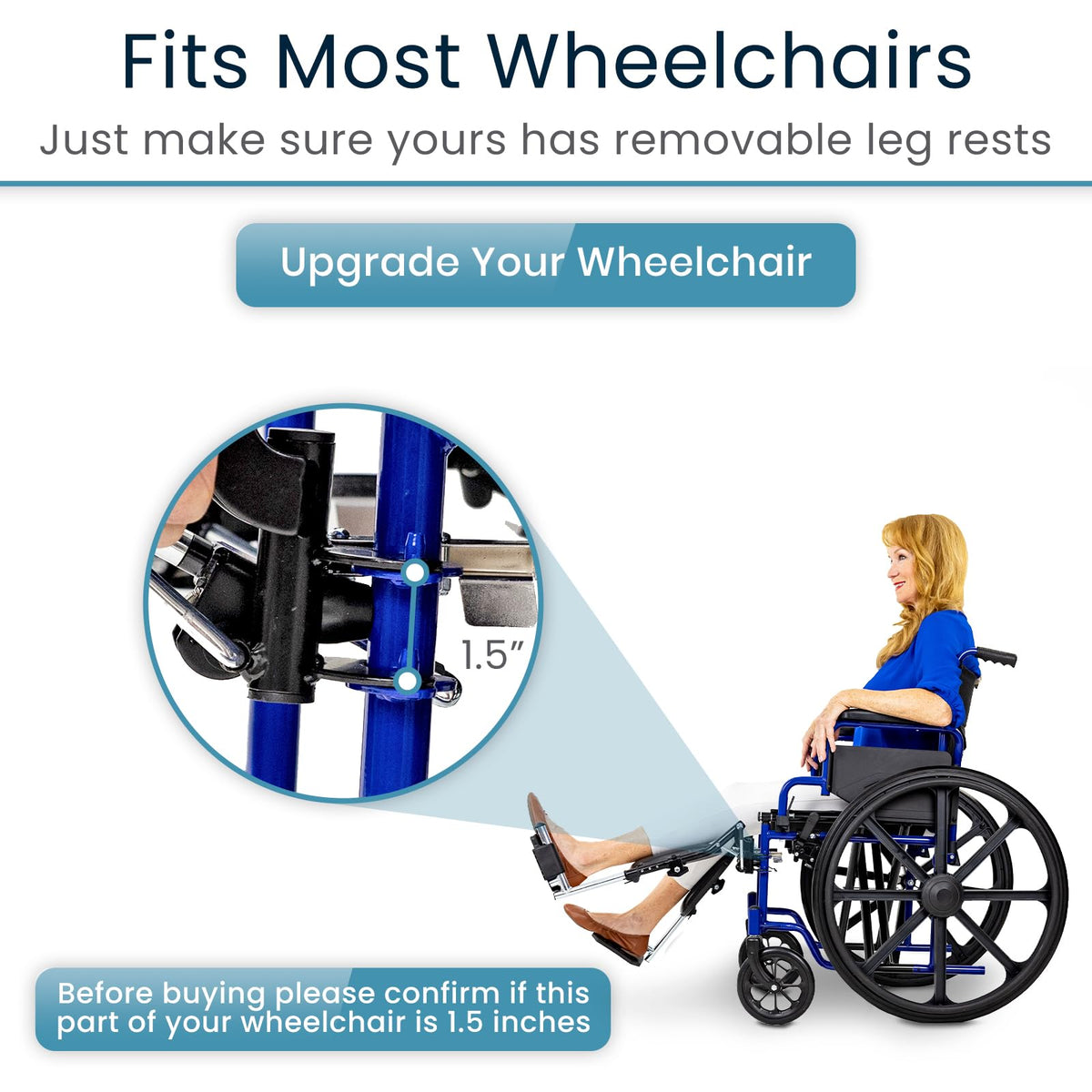 Elevating Wheelchair Footrests with Padded Calf Pads (2 Pack) S927