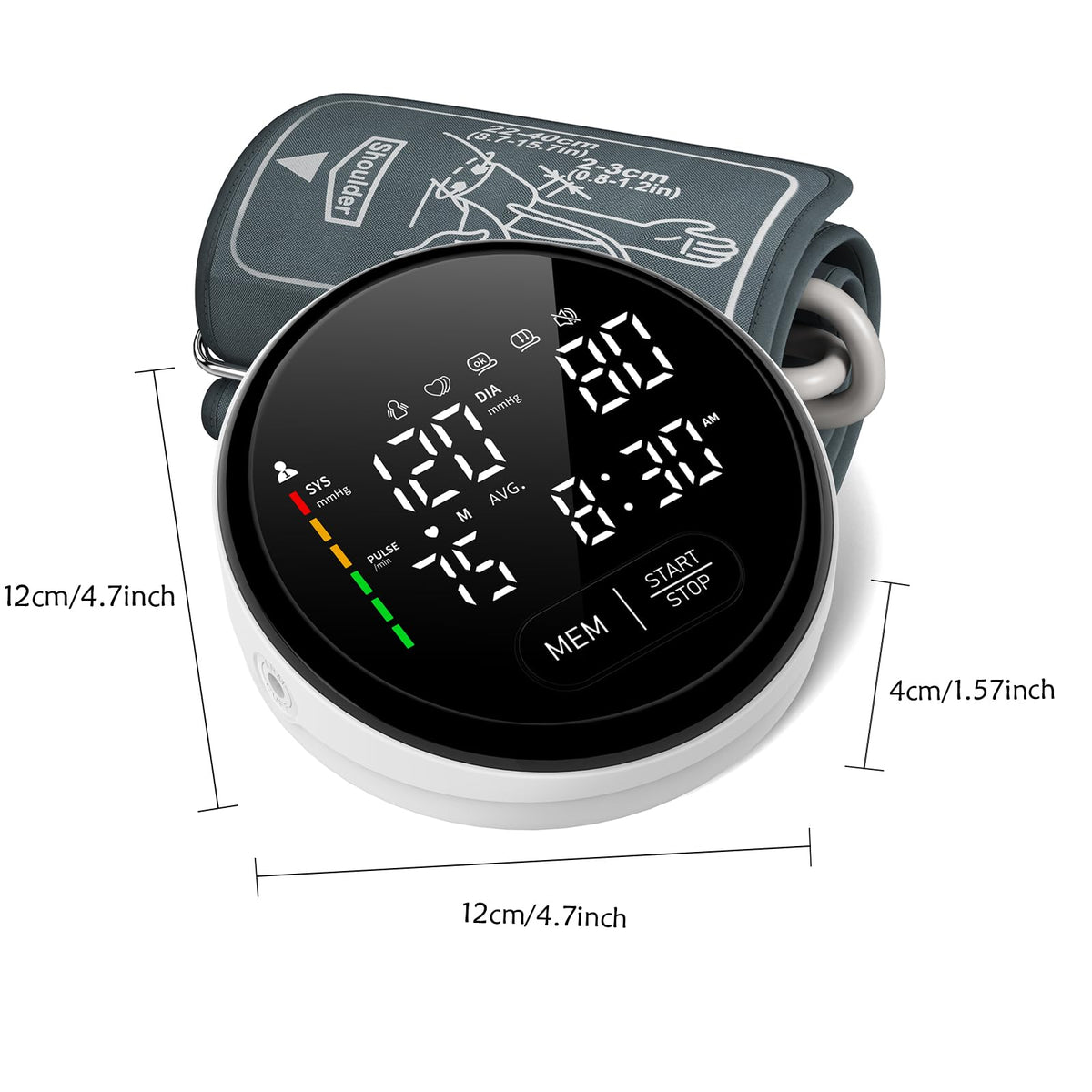 Blood Pressure Monitor Upper Arm Adjustable Cuff Voice Broadcast Large Backlit Display 240 Sets Memory M7722