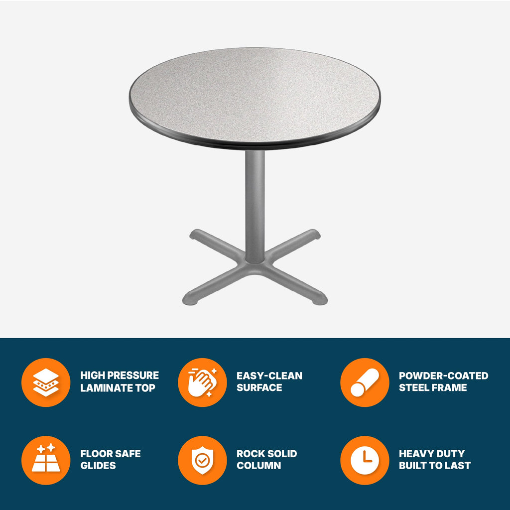 Round 36 in Diameter 30 in Dining Height Black Frame Gray Laminate Cafe Table P658