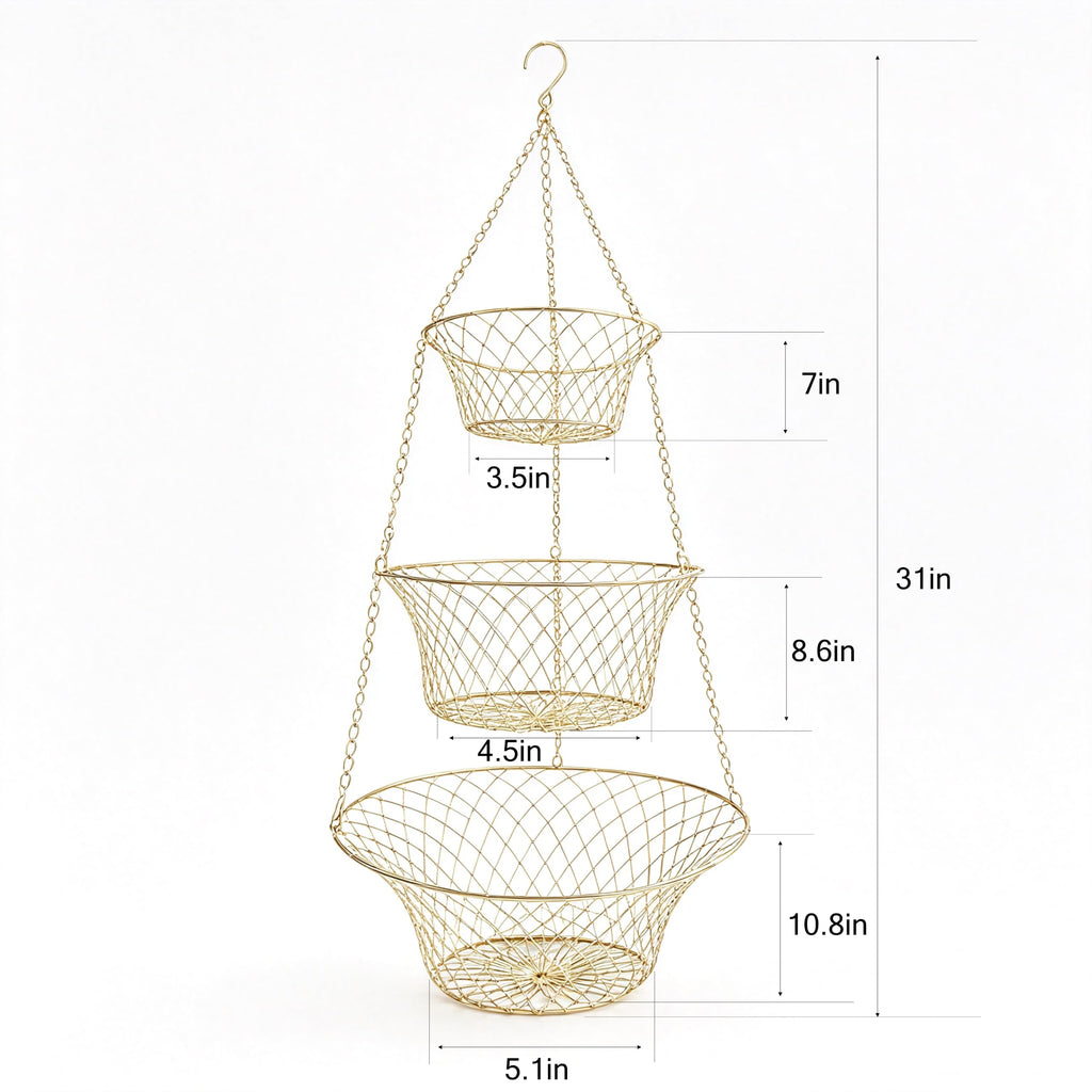 3-Tier Copper Hanging Basket W3117