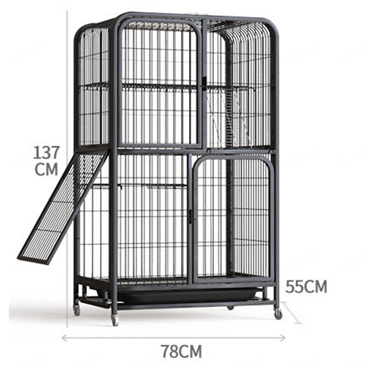 Small Animal Cage with Hammock, Pull Out Tray, Black B47138
