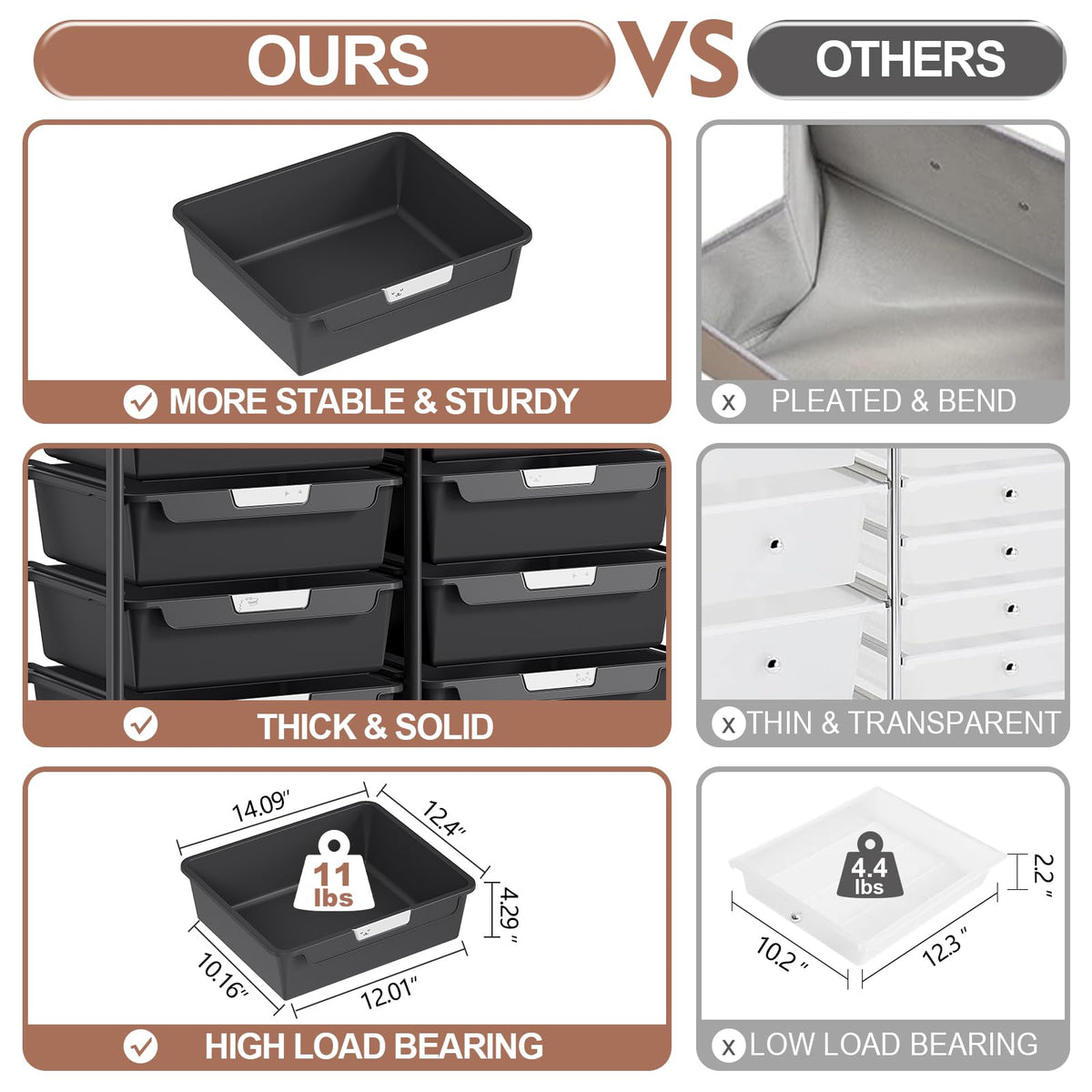 10 Drawer Rolling Storage Cart with Wooden Tabletop K587