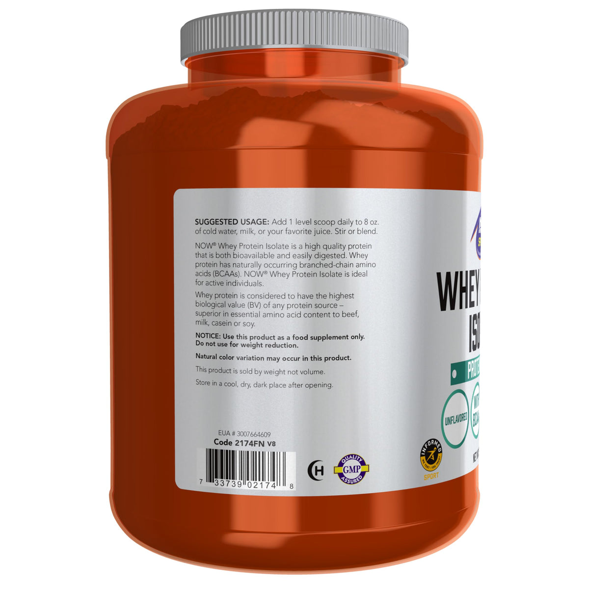 Whey Protein Isolate 24 g With BCAAs Unflavored Powder 5 lbs W87487