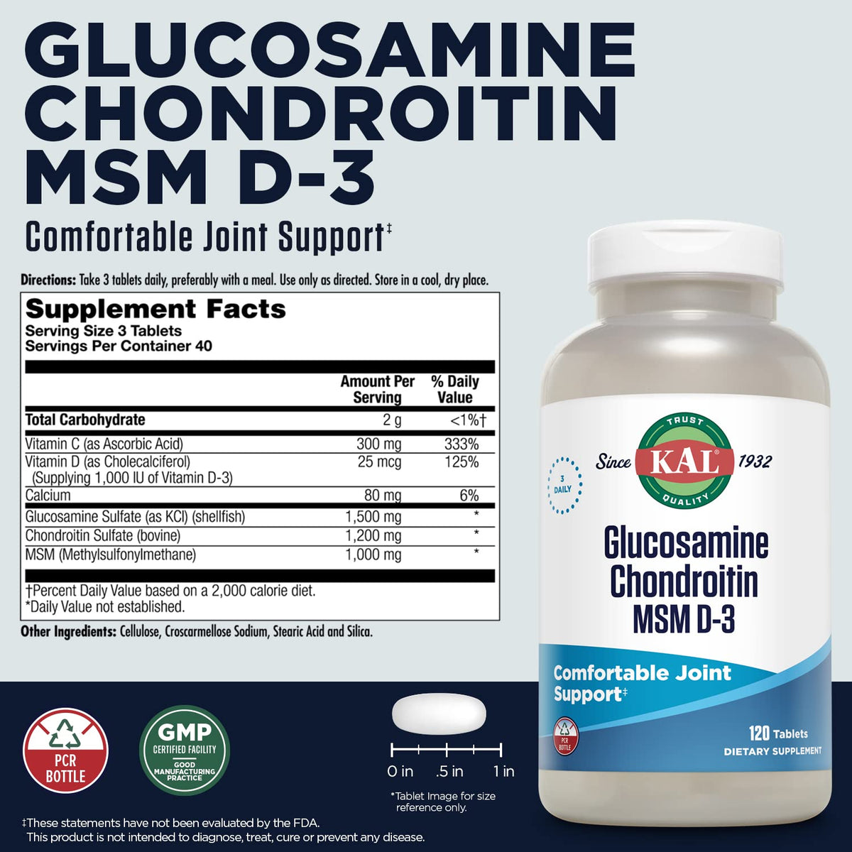 Glucosamine Chondroitin MSM D3 120 Tablets H3694