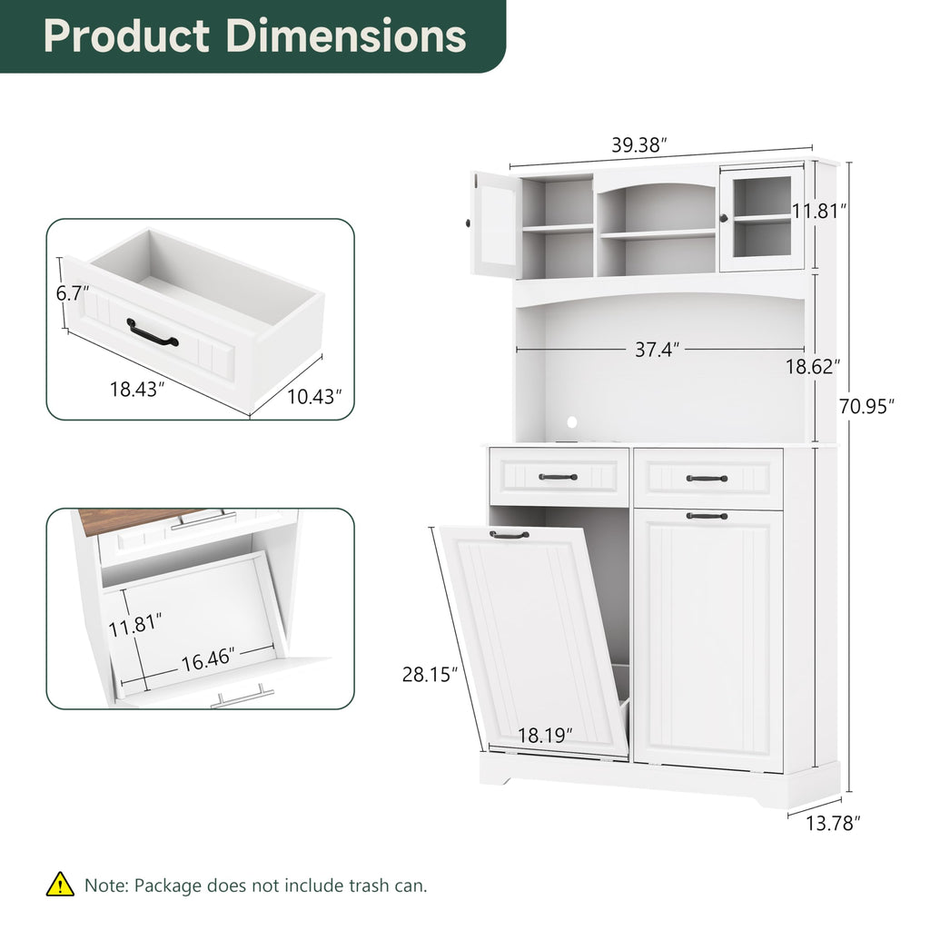 Tilt Out Trash Can Cabinet with Power Outlet H9354