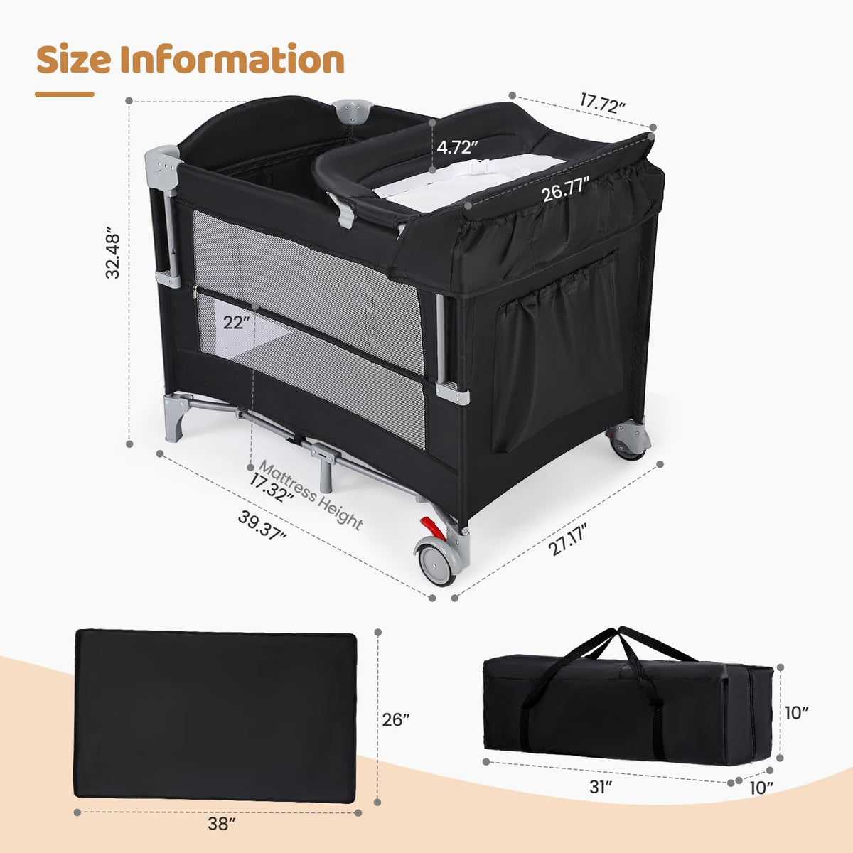 5-in-1 Pack and Play with Bassinet and Changing Table O7158