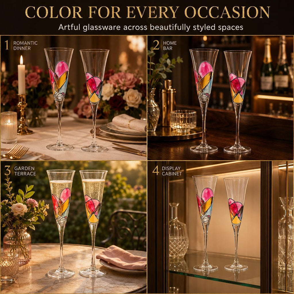 Hand Painted Martini Champagne Cocktail Glasses 2 Set R225