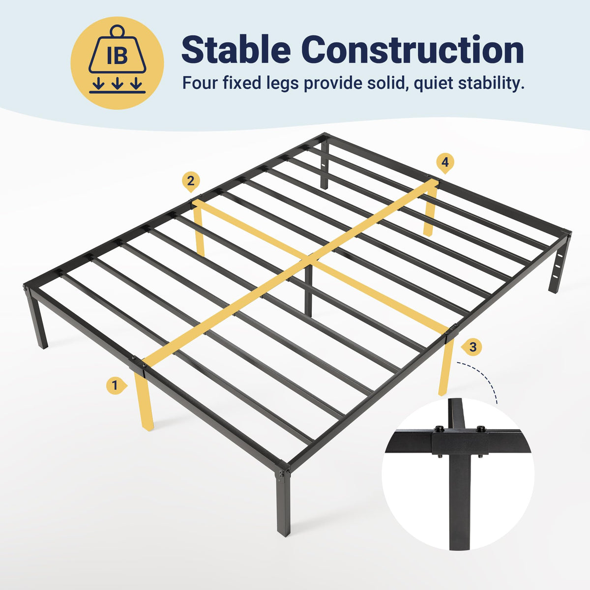 Queen 14 inch Metal Bed Frame with Storage Space B416004