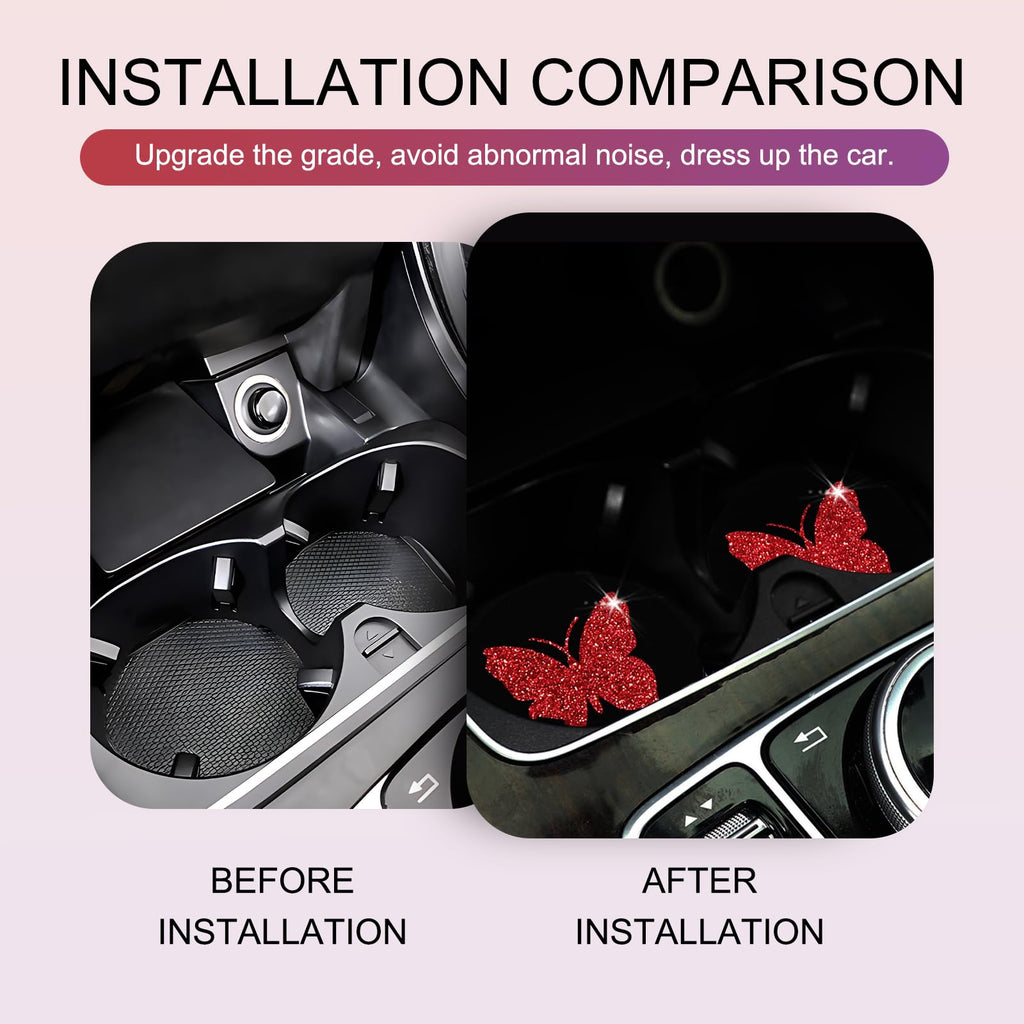 2 PCS Bling Rhinestone Non-Slip Car Coaster S83996