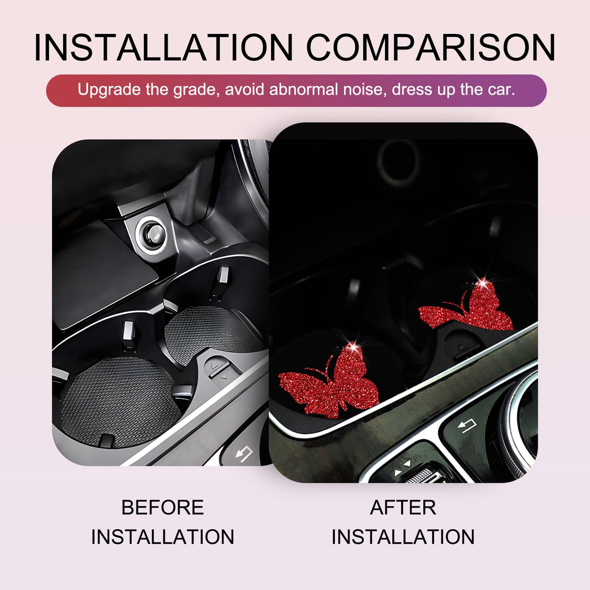 2 PCS Bling Rhinestone Non-Slip Car Coaster S83996