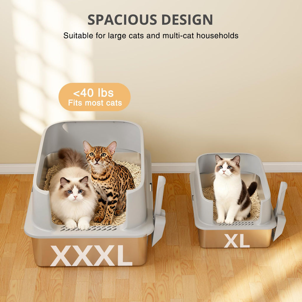 XXXL Stainless Steel Cat Litter Box with Lid S639384