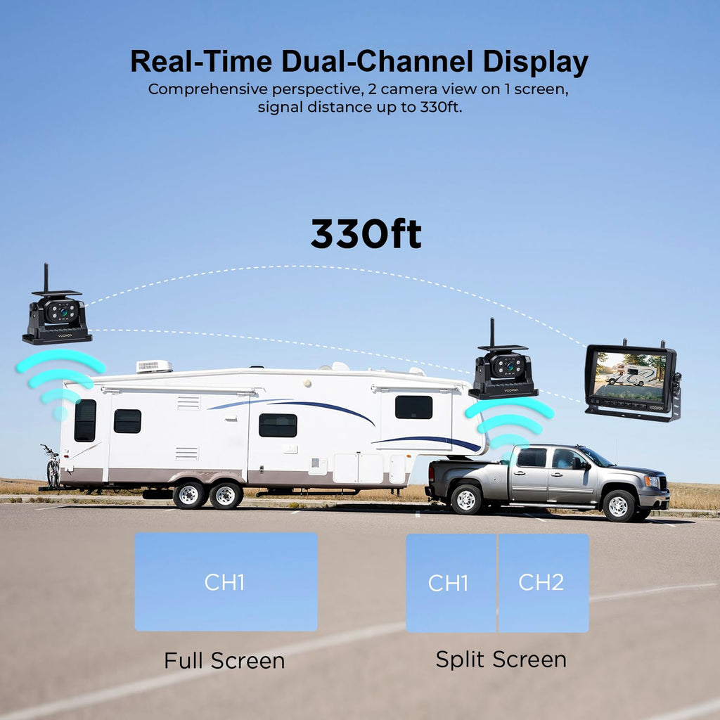 Magnetic Wireless Backup Camera with 7'' HD 1080P DVR Monitor System W139073