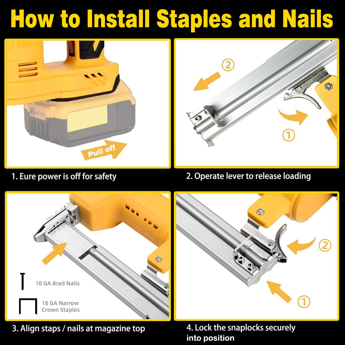2 in 1 Cordless Brad Nailer 18 Gauge Electric Nail Gun V933
